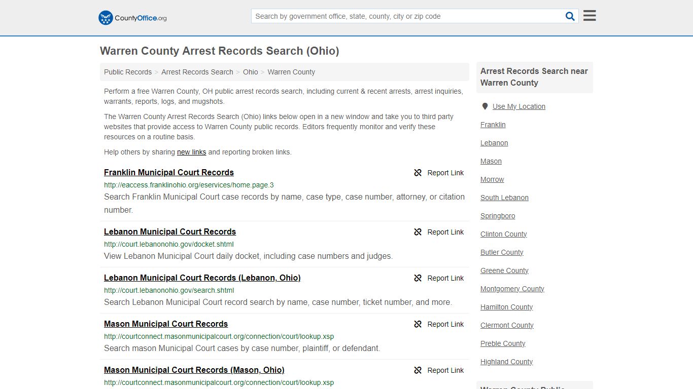 Arrest Records Search - Warren County, OH (Arrests & Mugshots)